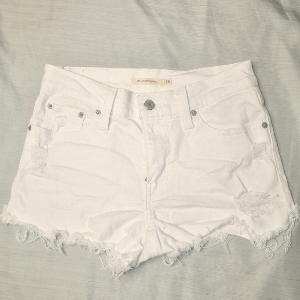 White Levi Jean Shorts